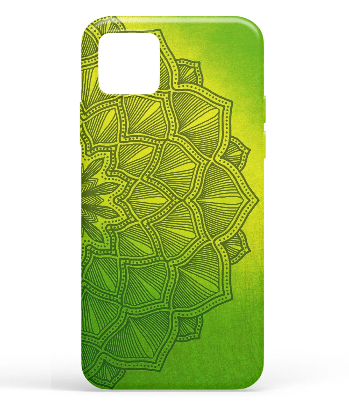 A front-on view of soft silicone phone case with a colorful design.