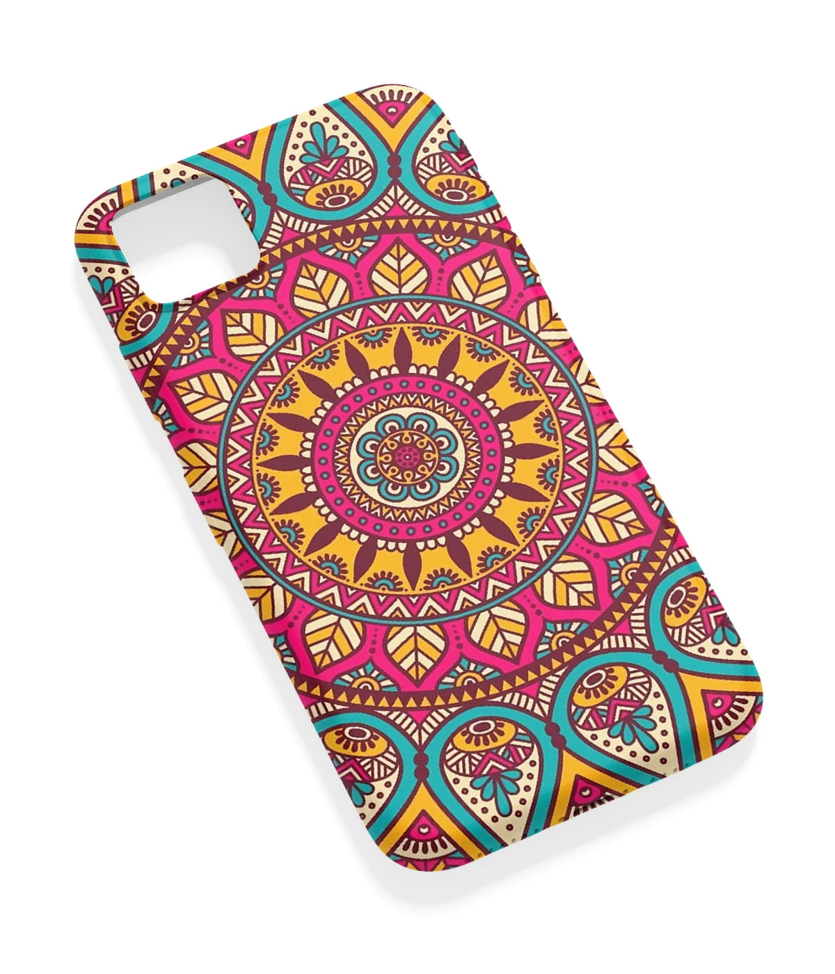 An angled view of a soft silicone case featuring a vibrant design.