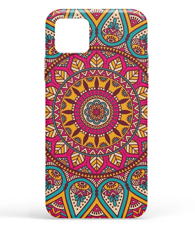A front-on view of soft silicone phone case with a colorful design.