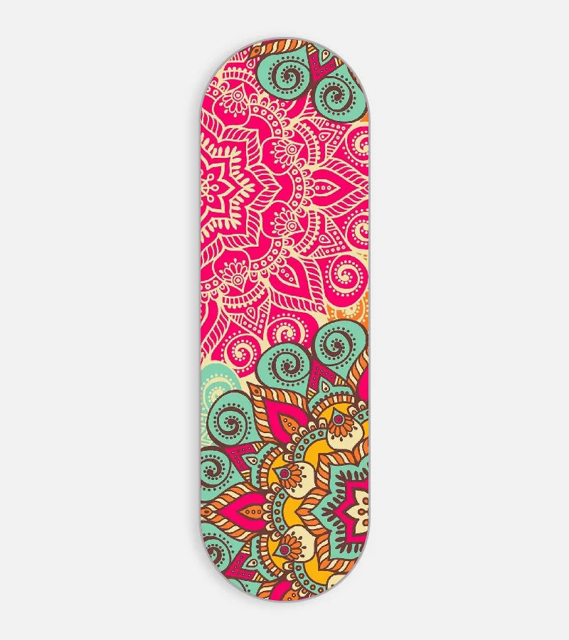 Mobile phone grip slider with a colorful design on a white background