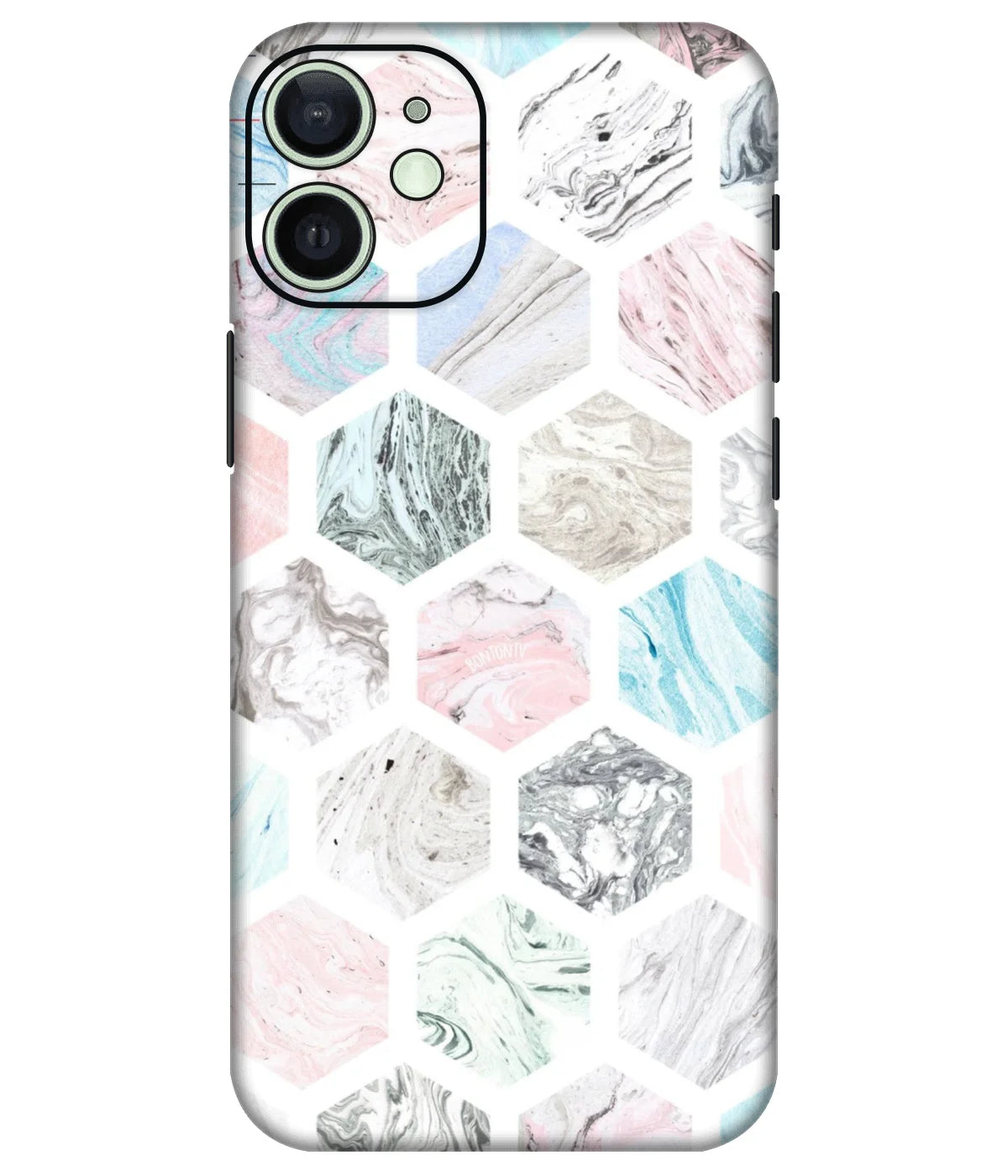 Image of a phone case featuring a mobile skin with a graphic design.