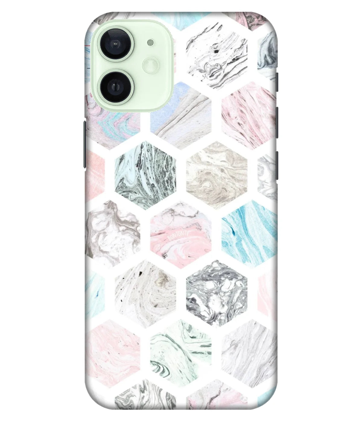 A product shot of a slim hard case with a colorful design.