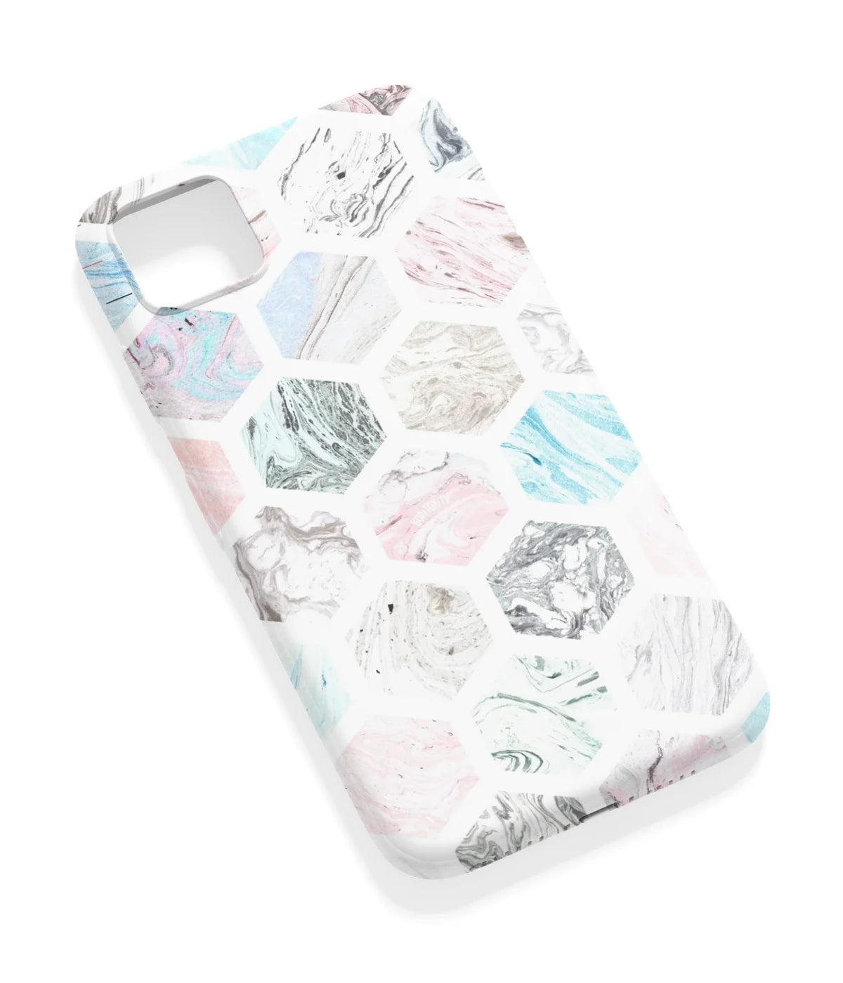 An angled view of a soft silicone case featuring a vibrant design.