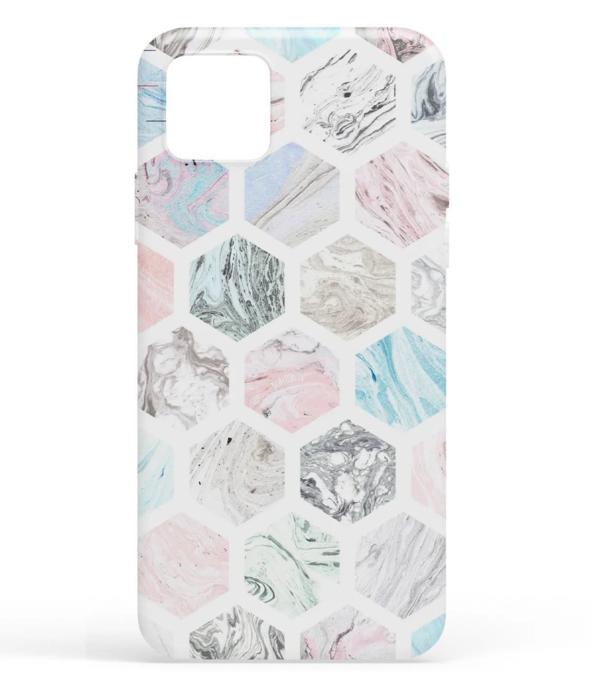 A front-on view of soft silicone phone case with a colorful design.