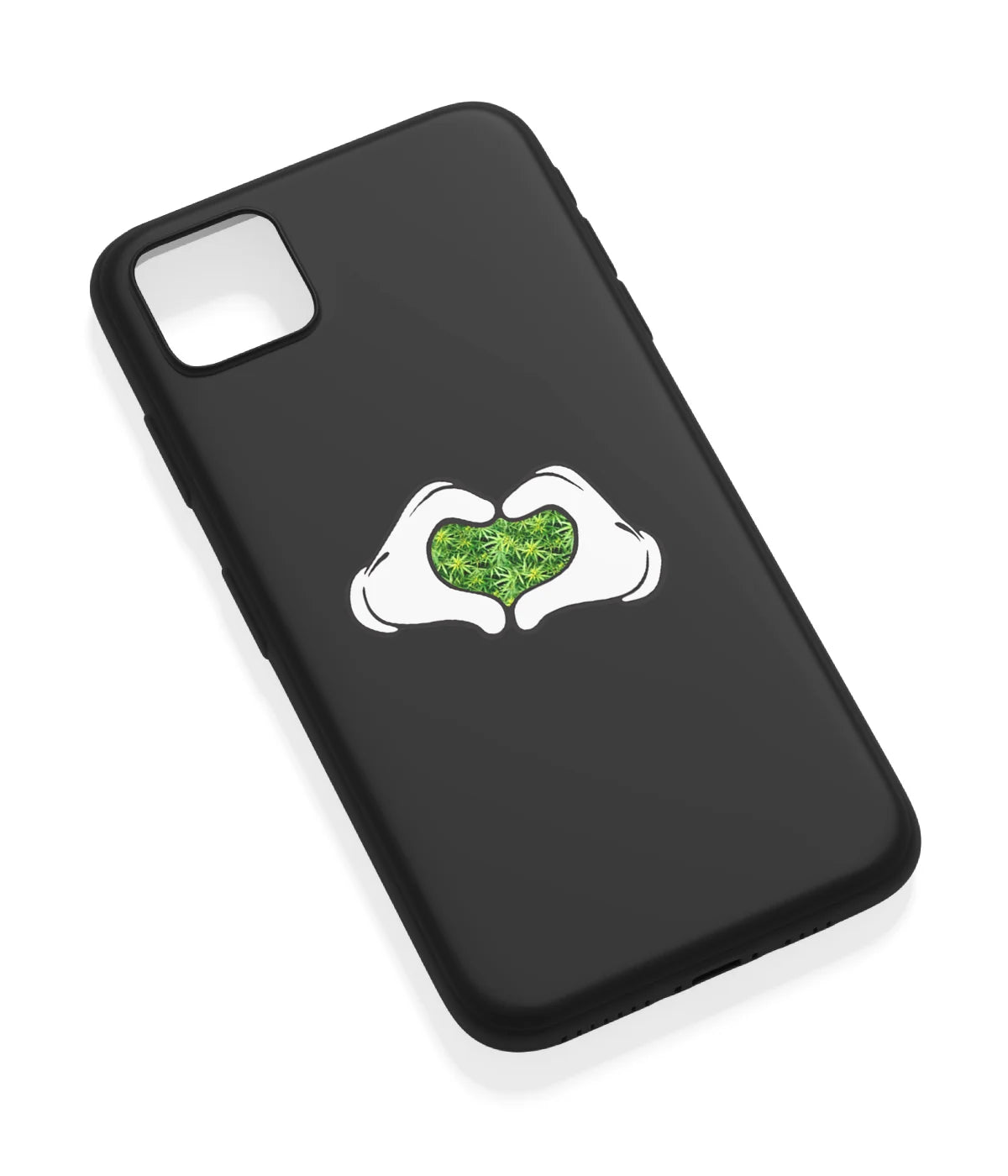 An angled view of a soft silicone case featuring a vibrant design.