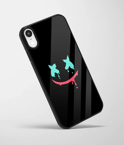 An angled view of a glass phone case featuring a vibrant design.