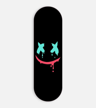 Mobile phone grip slider with a colorful design on a white background