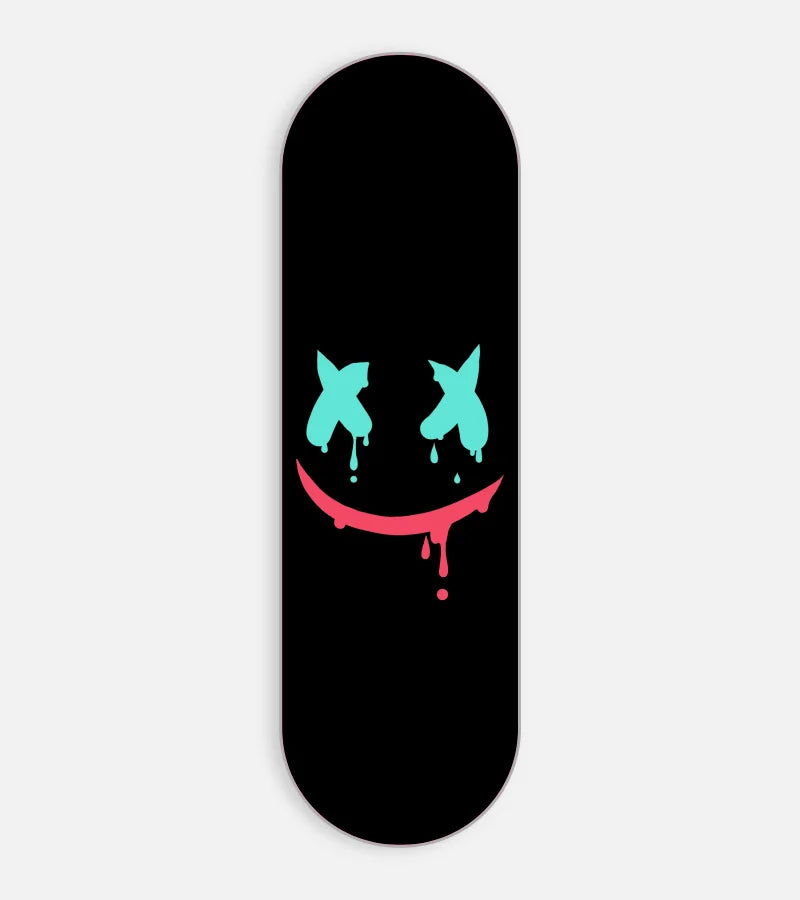 Mobile phone grip slider with a colorful design on a white background