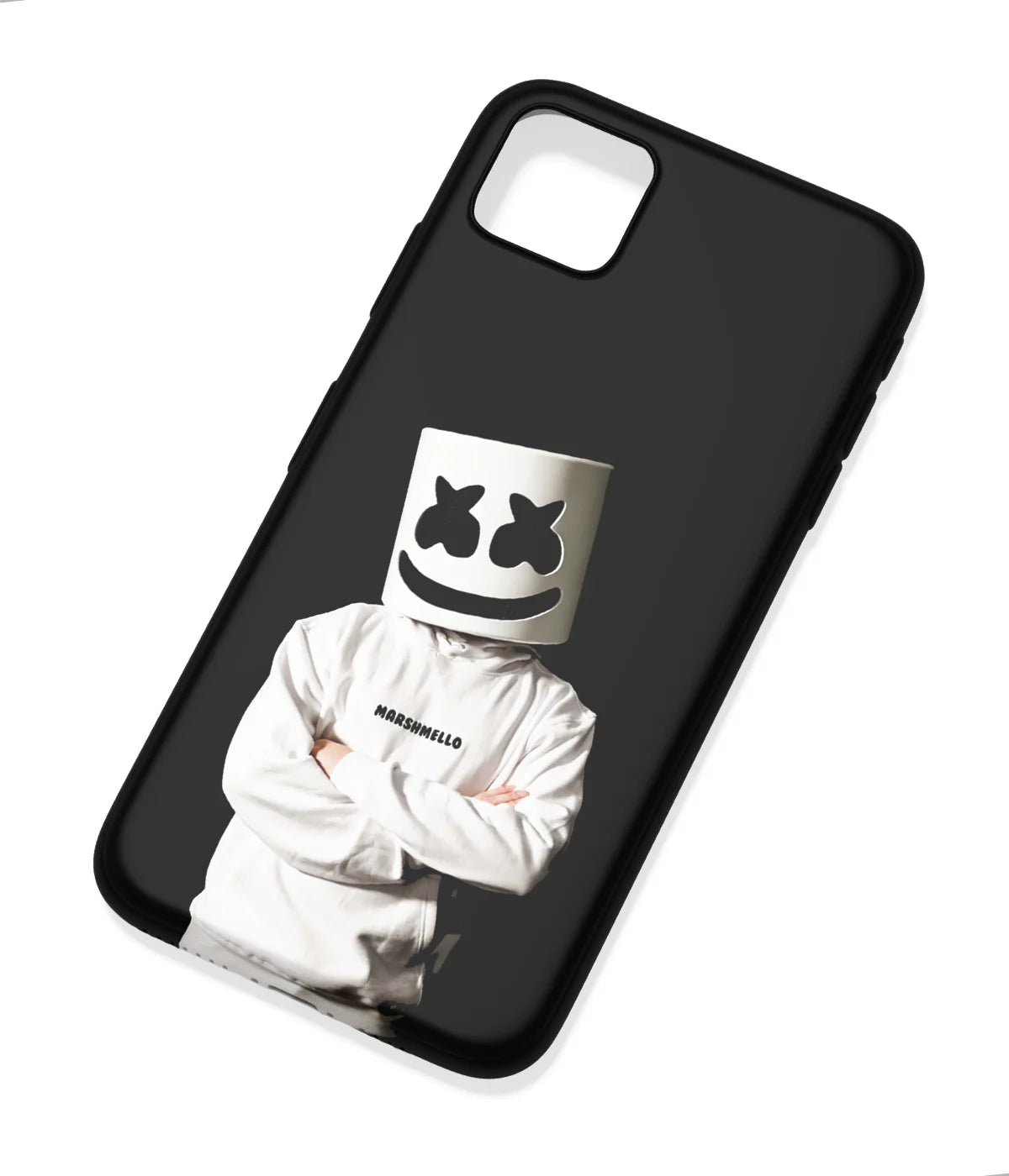 An angled view of a soft silicone case featuring a colorful design.