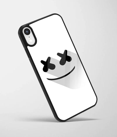 An angled view of a glass phone case featuring a vibrant design.