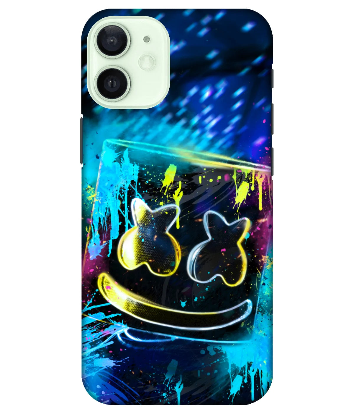 A product shot of a slim hard case with a colorful design.