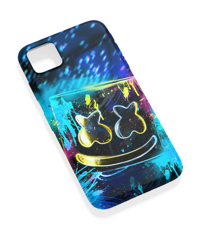 An angled view of a soft silicone case featuring a vibrant design.