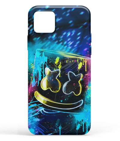 A front-on view of soft silicone phone case with a colorful design.