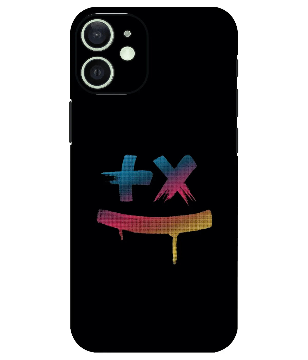 Image of a phone case featuring a mobile skin with a graphic design.