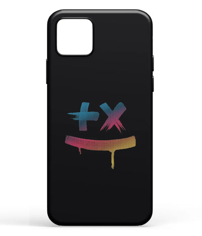 A front-on view of soft silicone phone case with a colorful design.