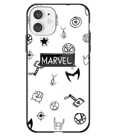 A front-on view of a glass phone case with a colorful design.