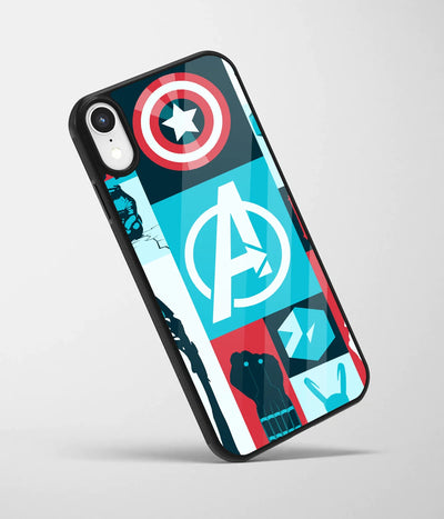 An angled view of a glass phone case featuring a vibrant design.
