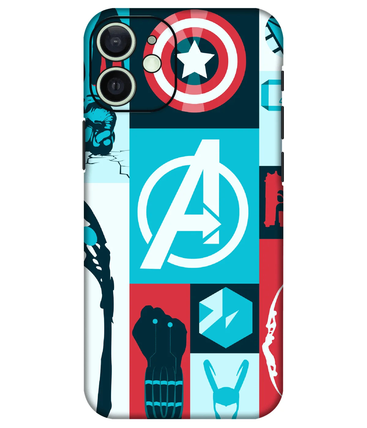 Image of a phone case featuring a mobile skin with a graphic design.