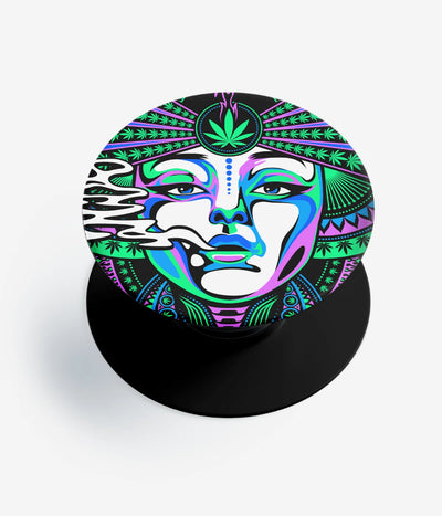 A top-down view of a phone grip holder on a clean white background