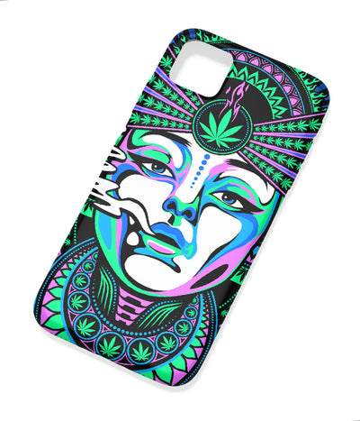 An angled view of a soft silicone case featuring a colorful design.