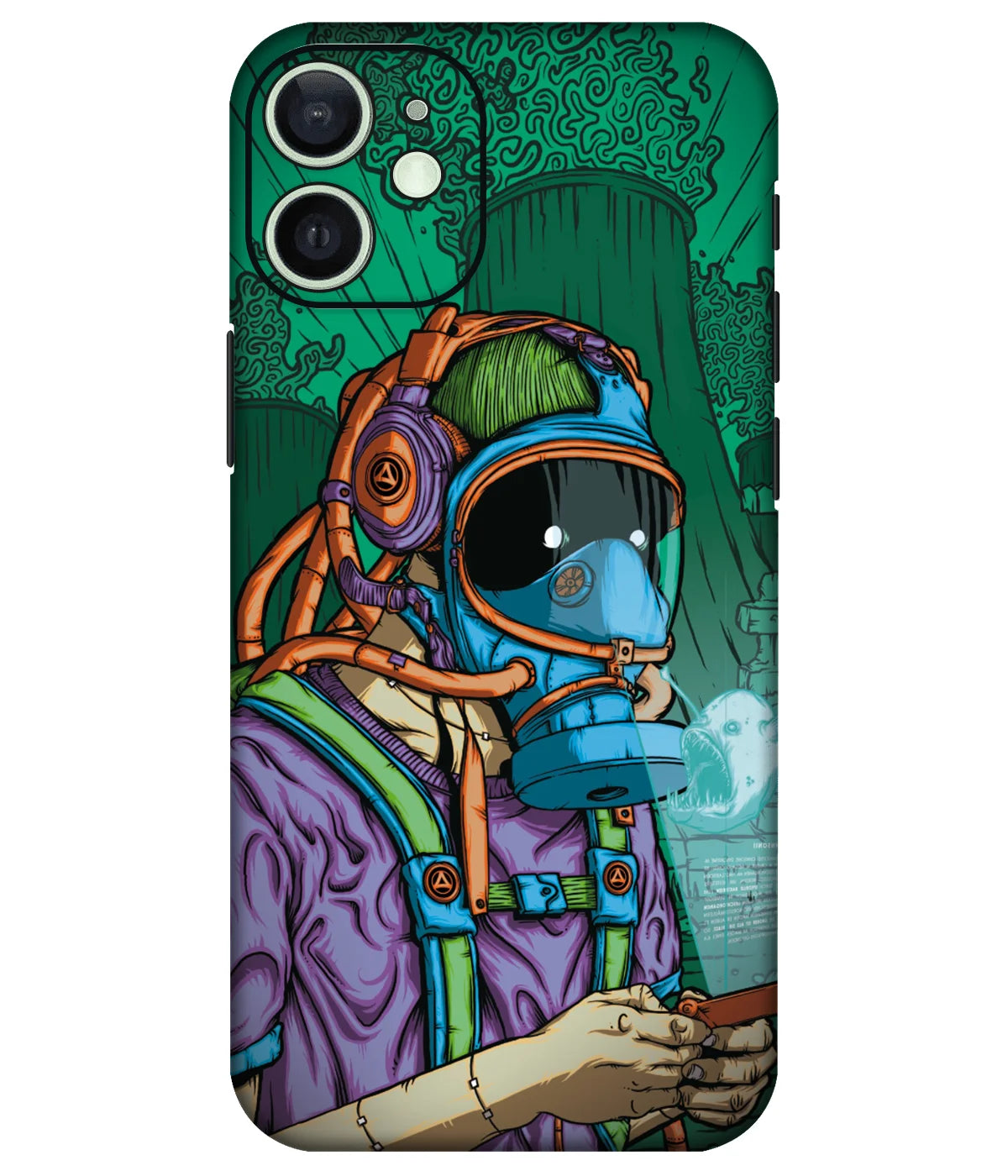 Image of a phone case featuring a mobile skin with a graphic design.