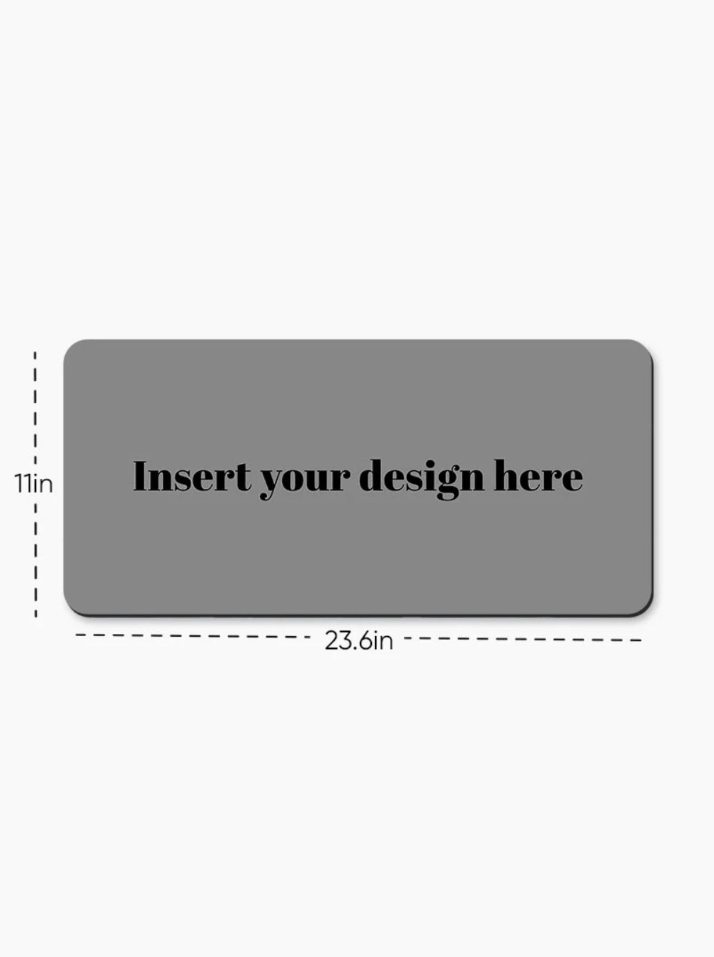 Illustration for the Medium Desk Mat displaying exact dimensions of 23.6 inches (60cm) width by 11 inches (28cm) height.