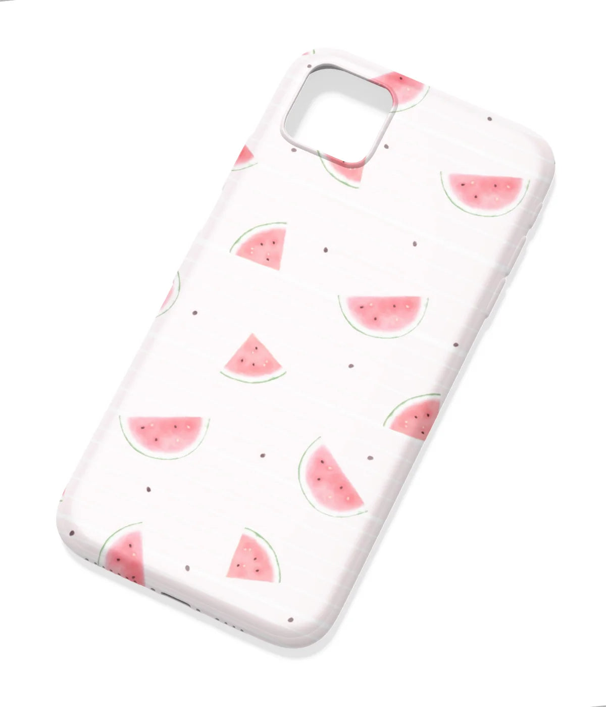 An angled view of a soft silicone case featuring a colorful design.
