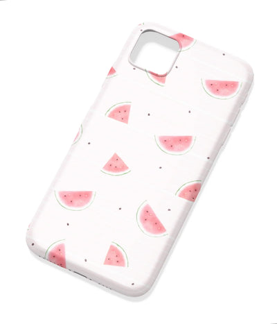 An angled view of a soft silicone case featuring a colorful design.