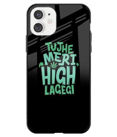 A front-on view of a glass phone case with a colorful design.