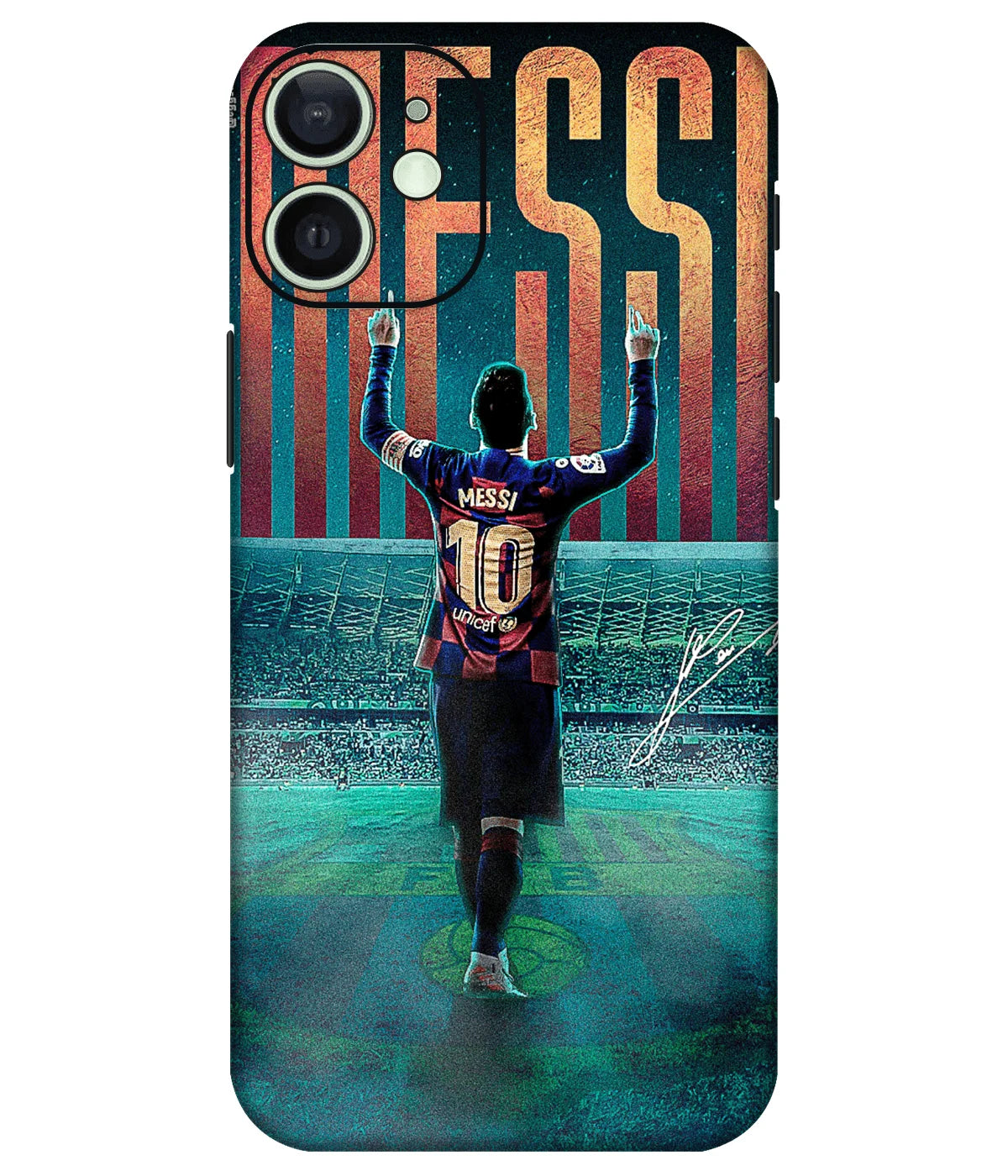 Image of a phone case featuring a mobile skin with a graphic design.
