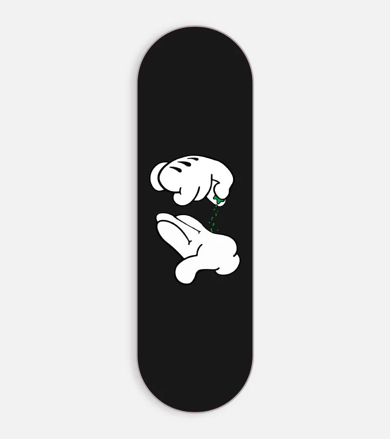 Mobile phone grip slider with a colorful design on a white background