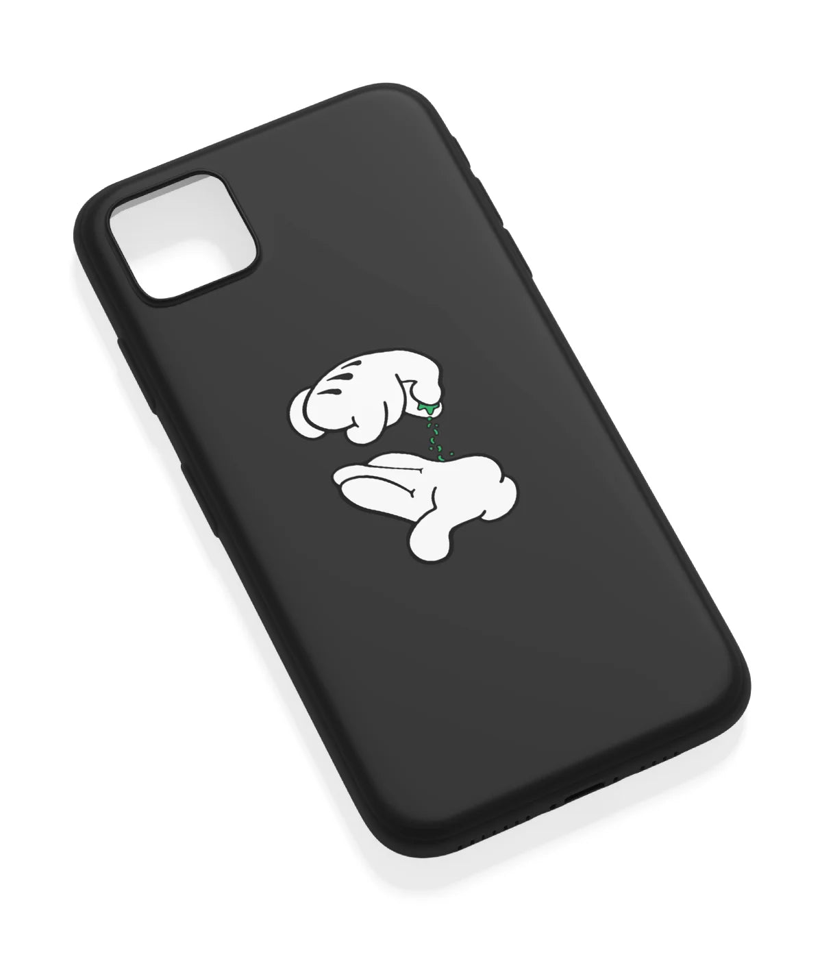 An angled view of a soft silicone case featuring a vibrant design.