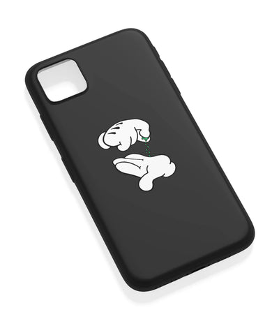 An angled view of a soft silicone case featuring a vibrant design.