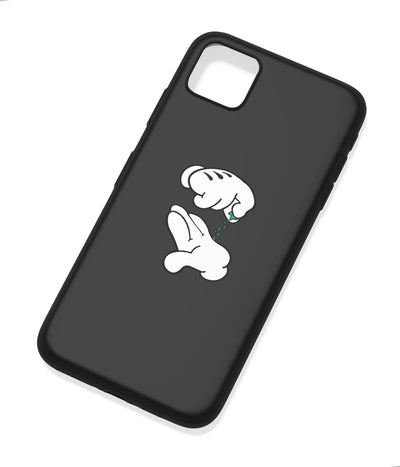 An angled view of a soft silicone case featuring a colorful design.