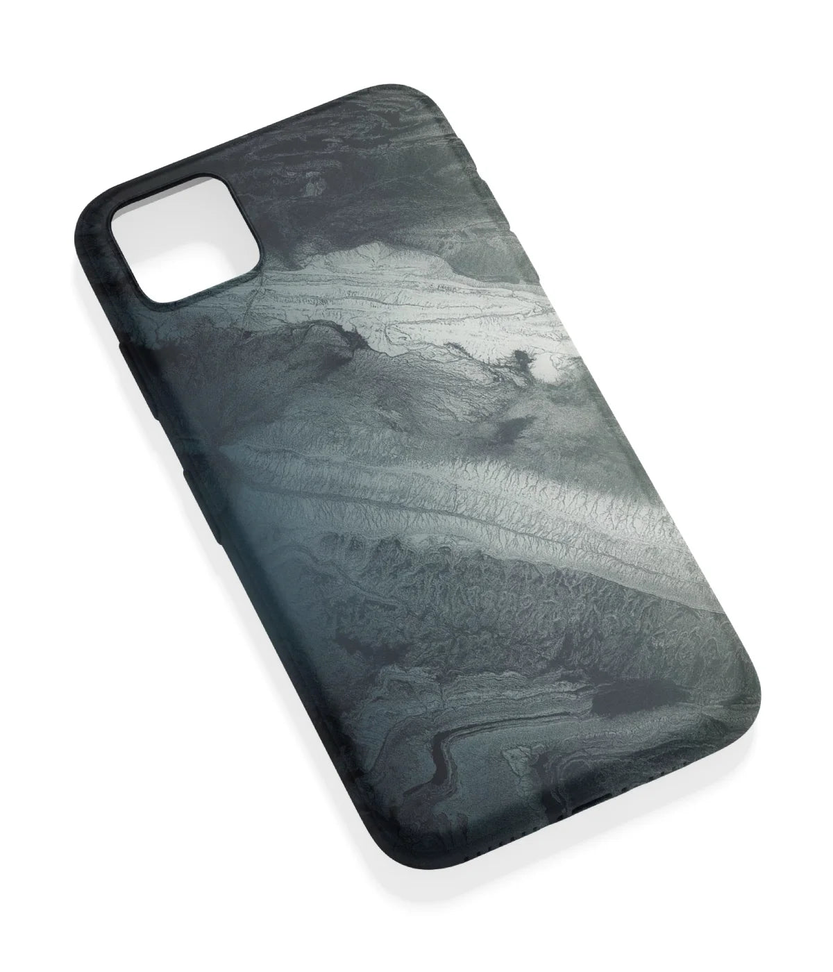 An angled view of a soft silicone case featuring a vibrant design.