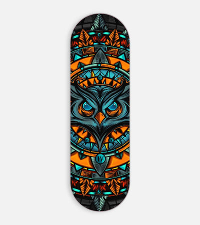 Mobile phone grip slider with a colorful design on a white background