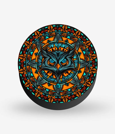 Mobile phone grip with a colorful design on a white background