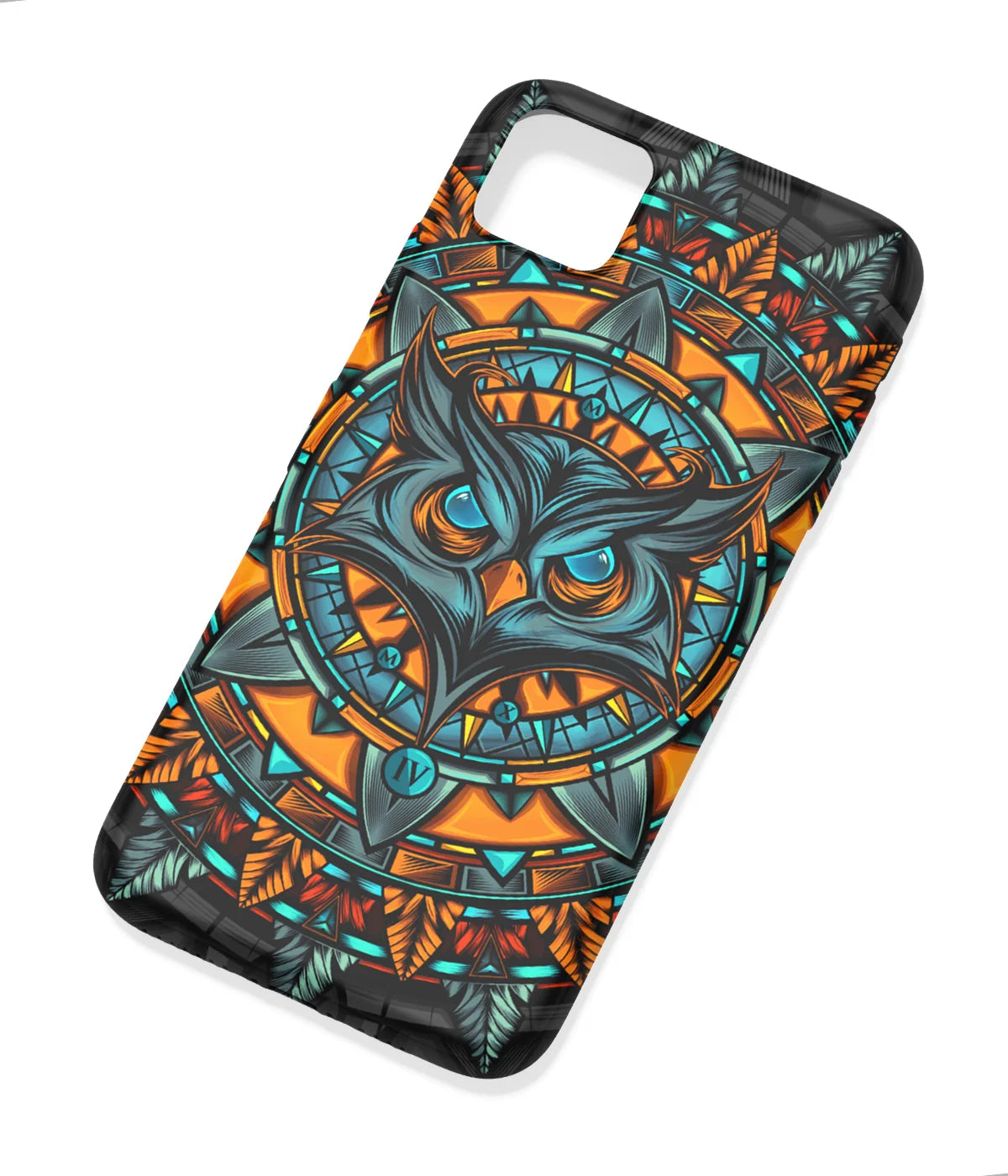 An angled view of a soft silicone case featuring a colorful design.