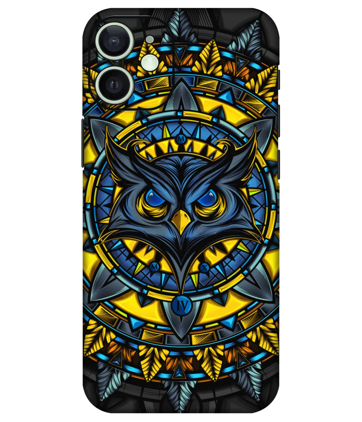 Image of a phone case featuring a mobile skin with a graphic design.