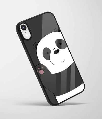 An angled view of a glass phone case featuring a vibrant design.