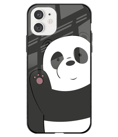 A front-on view of a glass phone case with a colorful design.