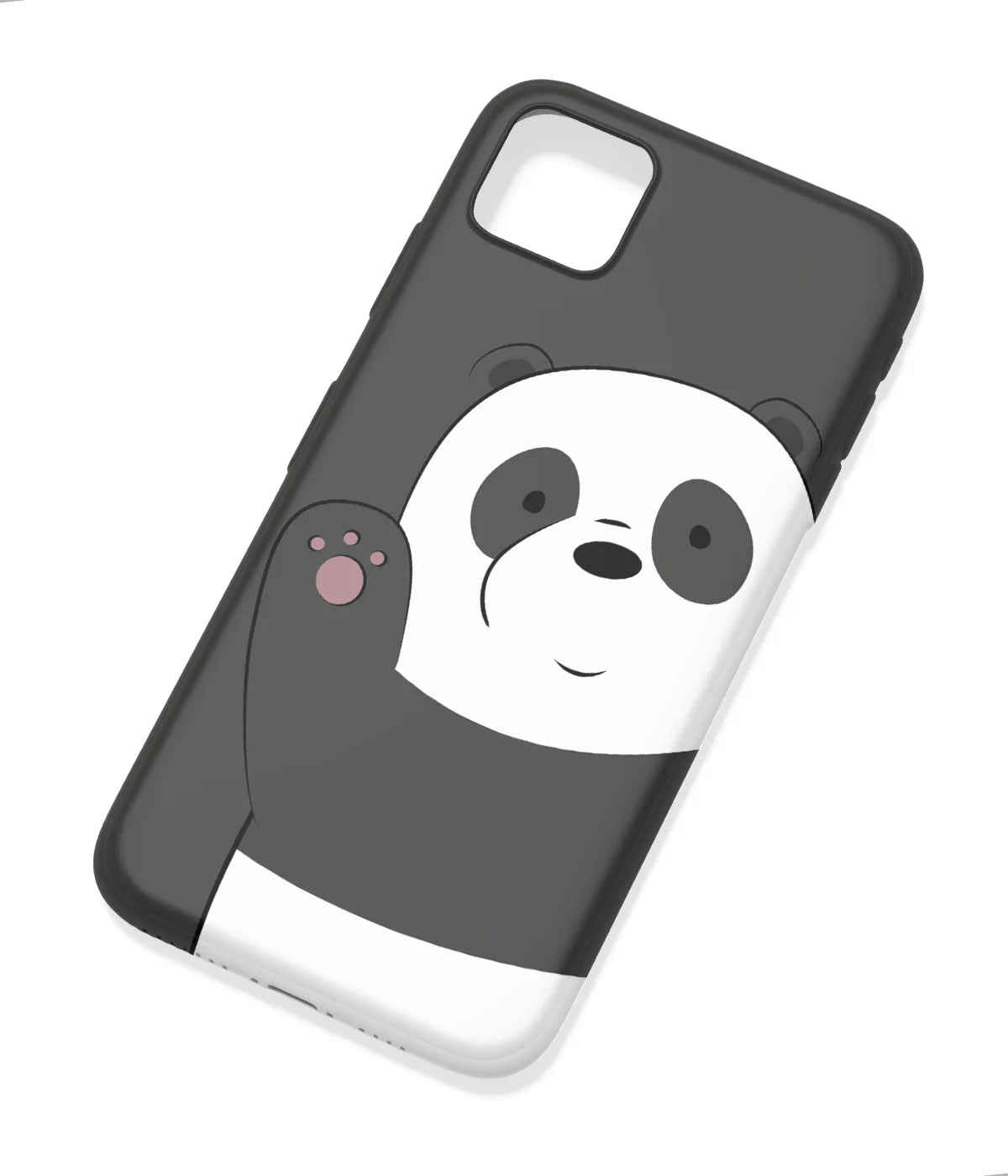 An angled view of a soft silicone case featuring a colorful design.