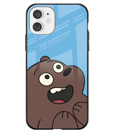 A front-on view of a glass phone case with a colorful design.