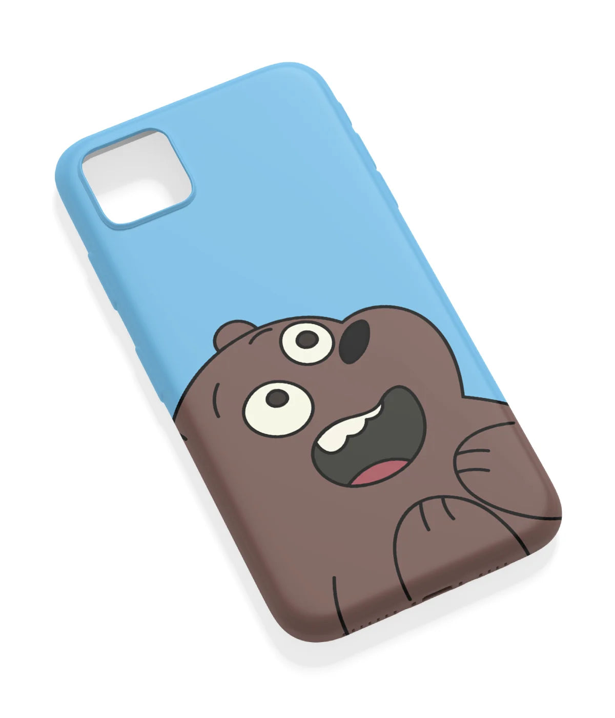 An angled view of a soft silicone case featuring a vibrant design.