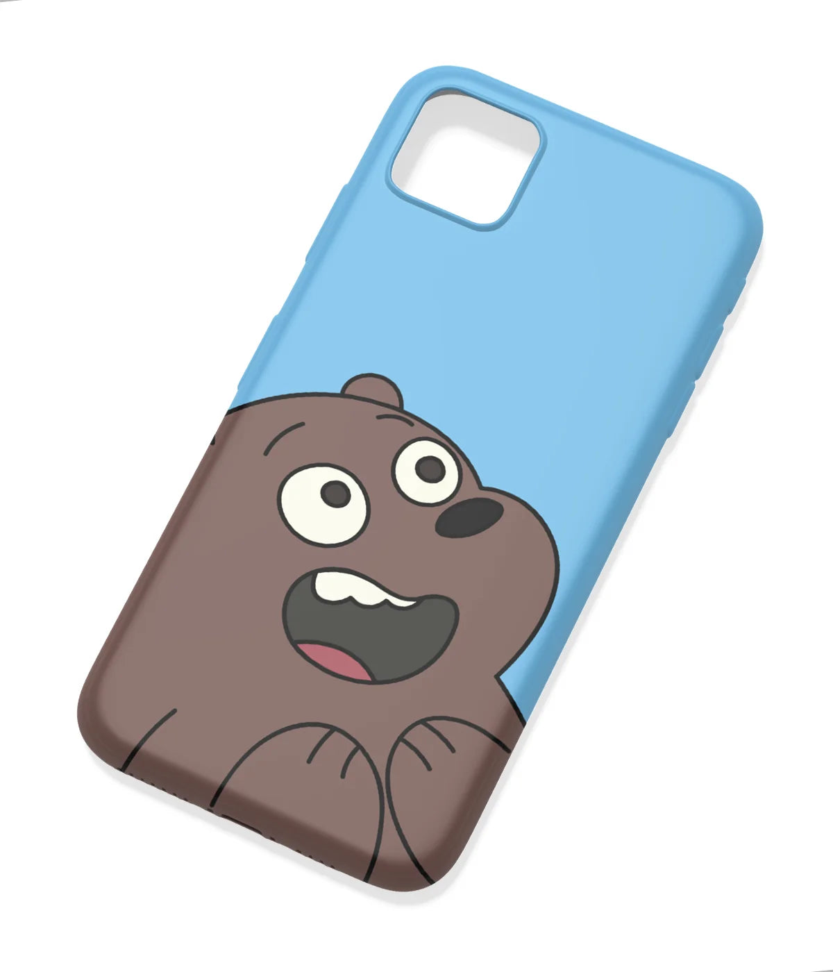 An angled view of a soft silicone case featuring a colorful design.