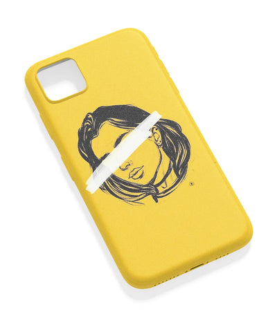 An angled view of a soft silicone case featuring a vibrant design.