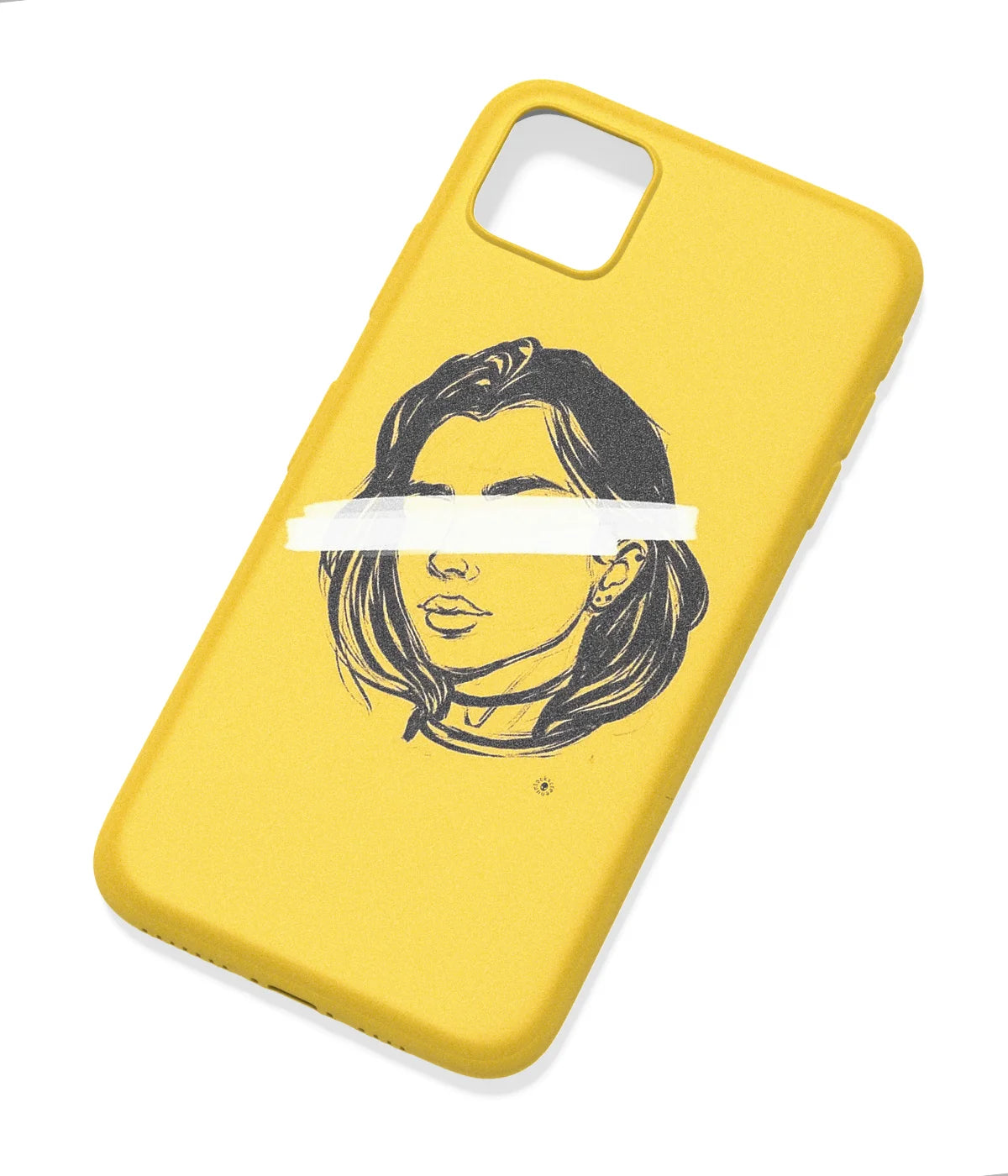 An angled view of a soft silicone case featuring a colorful design.