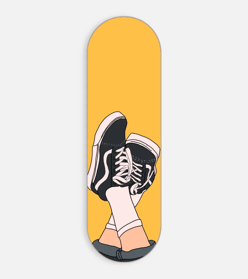 Mobile phone grip slider with a colorful design on a white background