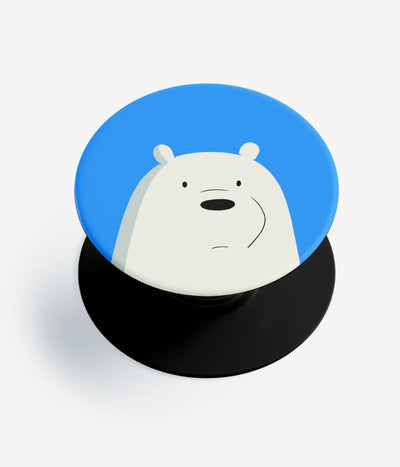 A top-down view of a phone grip holder on a clean white background