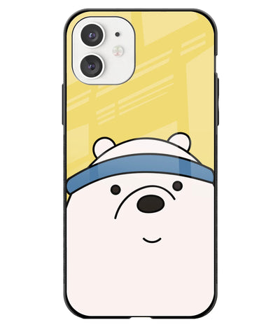 A front-on view of a glass phone case with a colorful design.